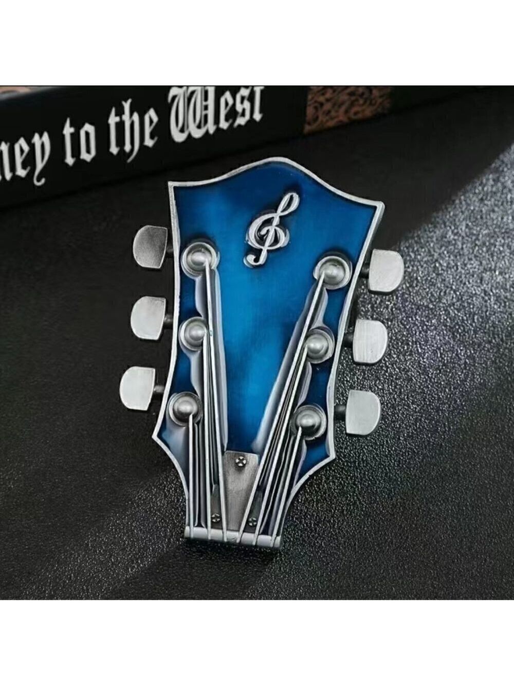 Guitar Rocker Blue Headstock Belt Buckle - Picture 3 of 15